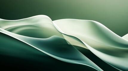 Abstract green waves, flowing fabric