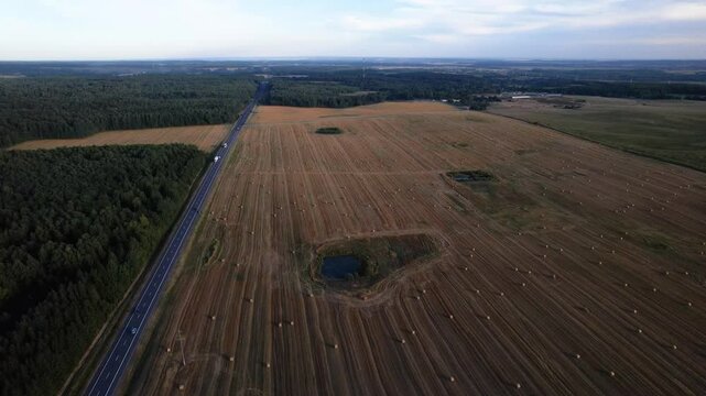 An aerial view of agricultural fields