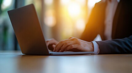 person typing on laptop in office