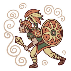 Aztec Warrior vector @ illustration design