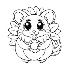 Obraz premium a fluffy hamster holding a sunflower seed coloring pages Vector illustration for coloring books 
