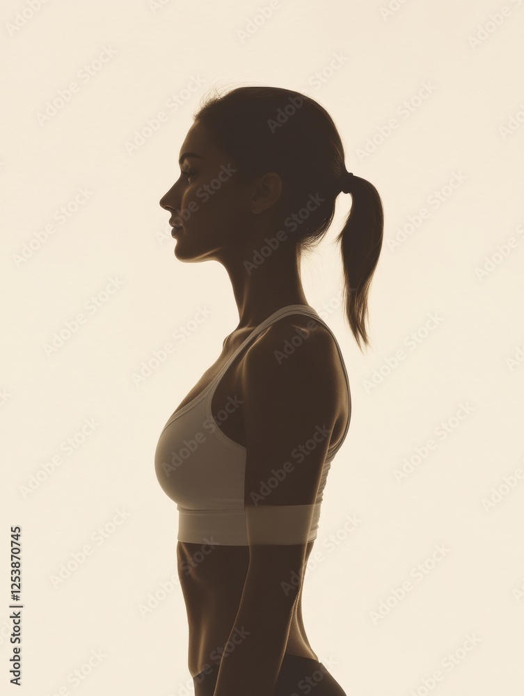 Poster fitness transformation silhouette highlights hard work and dedication before and after workouts show