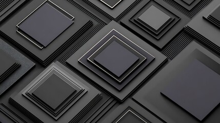 Abstract grey squares, layered design, geometric background, website banner