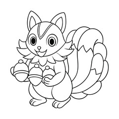 squirrel collecting acorns coloring pages Vector illustration for coloring books 