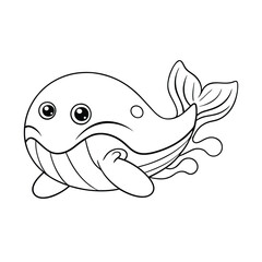 Fototapeta premium cute whale coloring pages Vector illustration for coloring books 