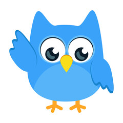 Blue Color Owl Vector Illustration