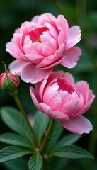 Obraz premium Softly ruffled peony roses in a gentle pink tone, garden, pink, peony