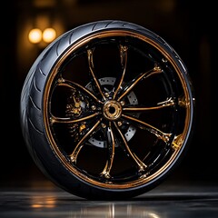 Luxury Black and Gold Motorcycle Wheel: Exquisite Design and Craftsmanship