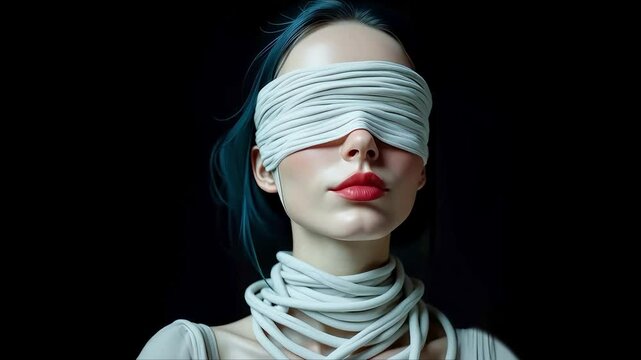 portrait of a blindfolded woman