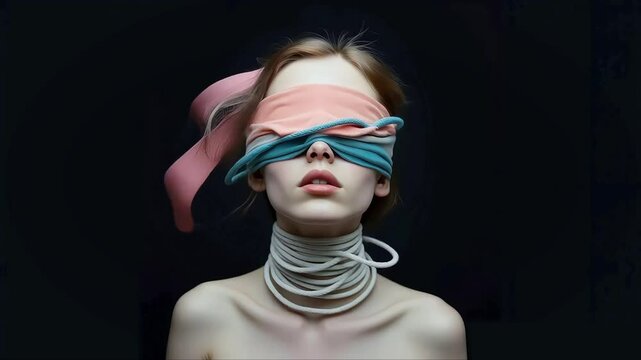 portrait of a blindfolded woman