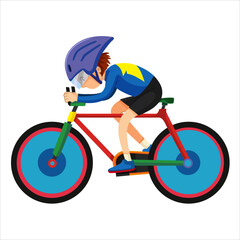 Fototapeta premium Boy riding cycle cartoon vector illustration