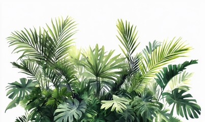 Obraz premium Lush tropical foliage, isolated on white, for design