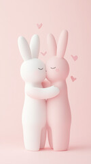 Obraz premium Cute bunny couple with hearts, perfect for St Valentines Day and Easter background