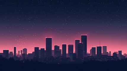 Fototapeta premium City Skyline at Night Under a Starry Sky