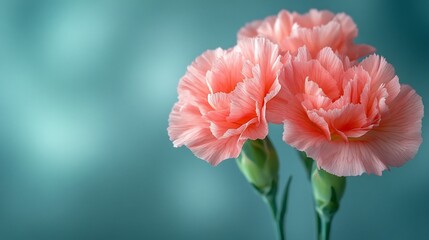 Detailed closeup of pink carnation petals green background vibrant fresh