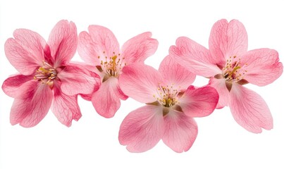 Fototapeta premium Pink cherry blossoms, floral arrangement, spring, isolated, white background, nature, design element