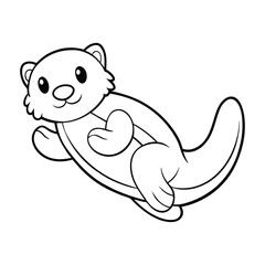 cute otter floating coloring pages Vector illustration for coloring books 