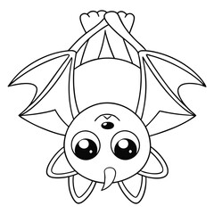 bat hanging upside down coloring pages Vector illustration for coloring books 