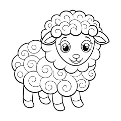 cute lamb with curly wool coloring pages Vector illustration for coloring books 