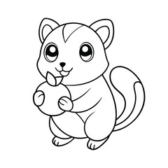 agouti holding a- fruit coloring pages Vector illustration for coloring books 