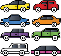 car icon set line art eps vector files