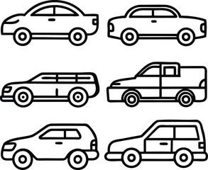 car icon set line art eps vector files