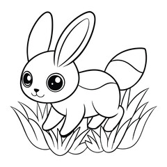 Hare Hopping In The Grass coloring pages Vector illustration for coloring books 