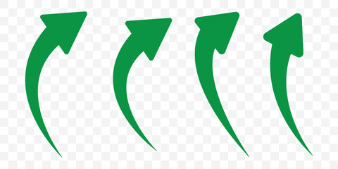 green arrow up. Long arrows icon. Long curved hand drawn arrow isolated. EPS 10.