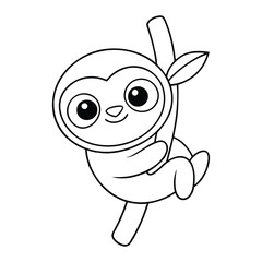 sloth hanging from a tree coloring pages Vector illustration for coloring books 