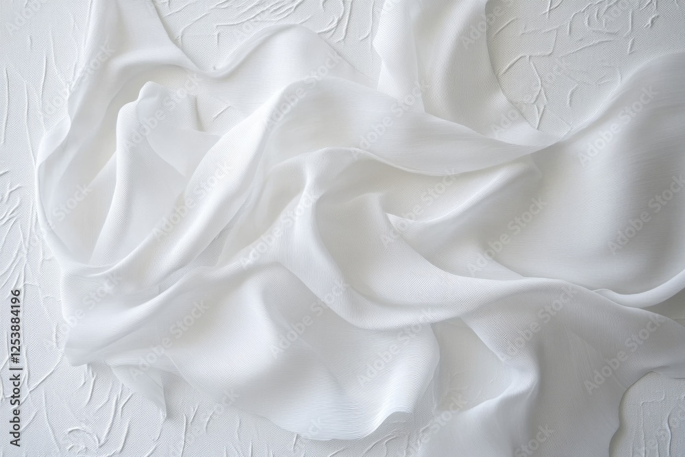 Poster a close-up view of a white cloth on a wall, suitable for use in still life or minimalist photography