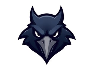 head of a crow on white background.