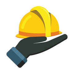 Male Hand Holding Yellow Hard Hat - Vector Illustration, Clipart & Line Art 1.eps