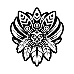 Taino feathers motif, glyph style icon