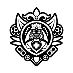 Taino goddess tattoo icon in glyph style