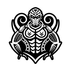 Naklejka premium Character wearing taino armour, glyph style icon