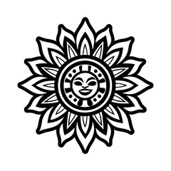 Glyph tattoo icon of a tribal sunflower