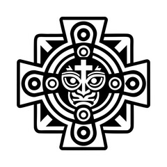Cross symbol tattoo icon in glyph style