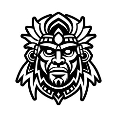 Obraz premium Taino tribal chief, glyph portrait icon