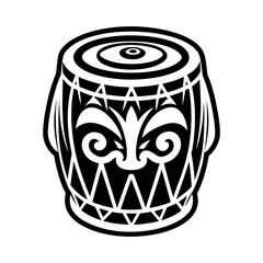 Taino tribal drum, solid style icon