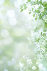 Green clover leaves with soft bokeh background for St. Patricks Day postcard