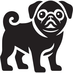 pug dog vector illustration and black and white cartoon dog black dog cartoon