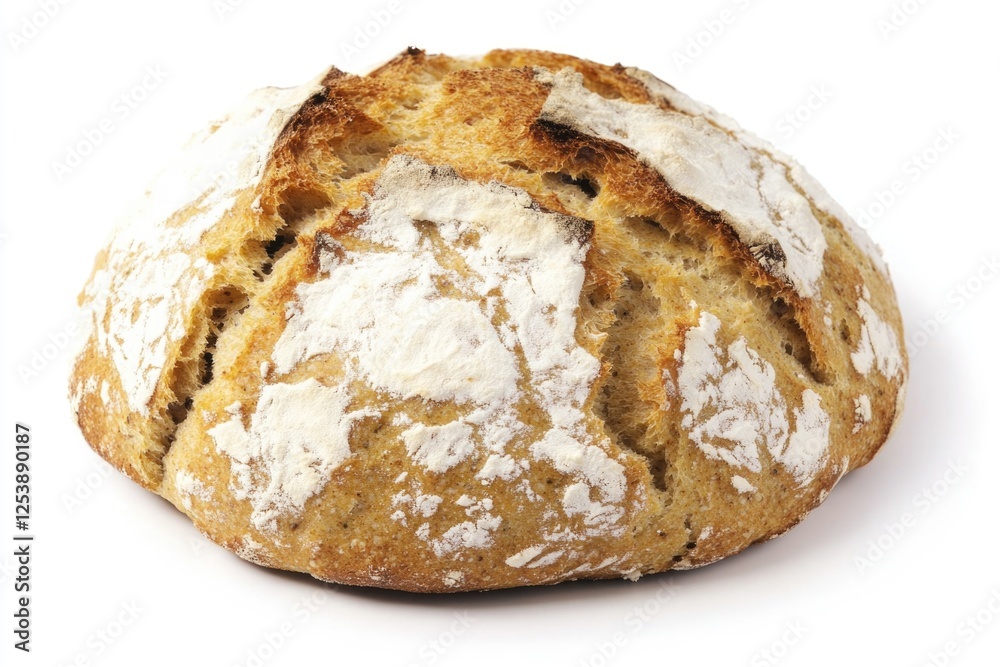 Poster a slice of fresh bread sits on a clean white surface, ready to be enjoyed