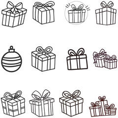 Christmas icon bundle line art and illustrator eps