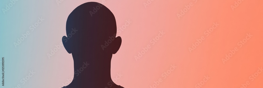 Aufkleber Silhouette of a person with bald patches against a gradient background highlighting individual features and contours. Generative AI