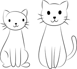 Cute Hand Drawn Doodle Cats Funny Kittens Collection - Simple funny cute doodle cats, line outline icons set in different poses and unusual interpretation vector illustration isolated on white.