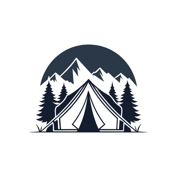 dark tent mountains camping scene clip art preview
