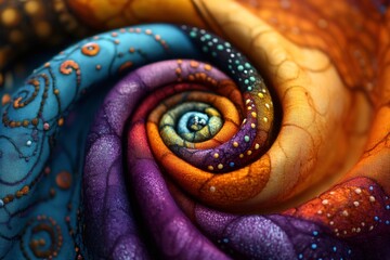 Fototapeta premium Vibrant swirling patterns in multicolored fabric art