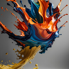 A dynamic, high-definition abstract art piece showcasing a mesmerizing paint splash in motion