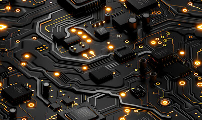 Fototapeta premium black circuit board seamless wallpaper