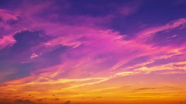 Scenic seashore with evening sky ablaze with vibrant shades of purple and pink